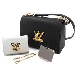 Louis Vuitton Epi Twist MM Chain Shoulder Bag Leather Noir Blanc M55683