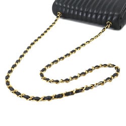 CHANEL Mademoiselle Chain Shoulder Bag Leather Black Gold Metal Fittings