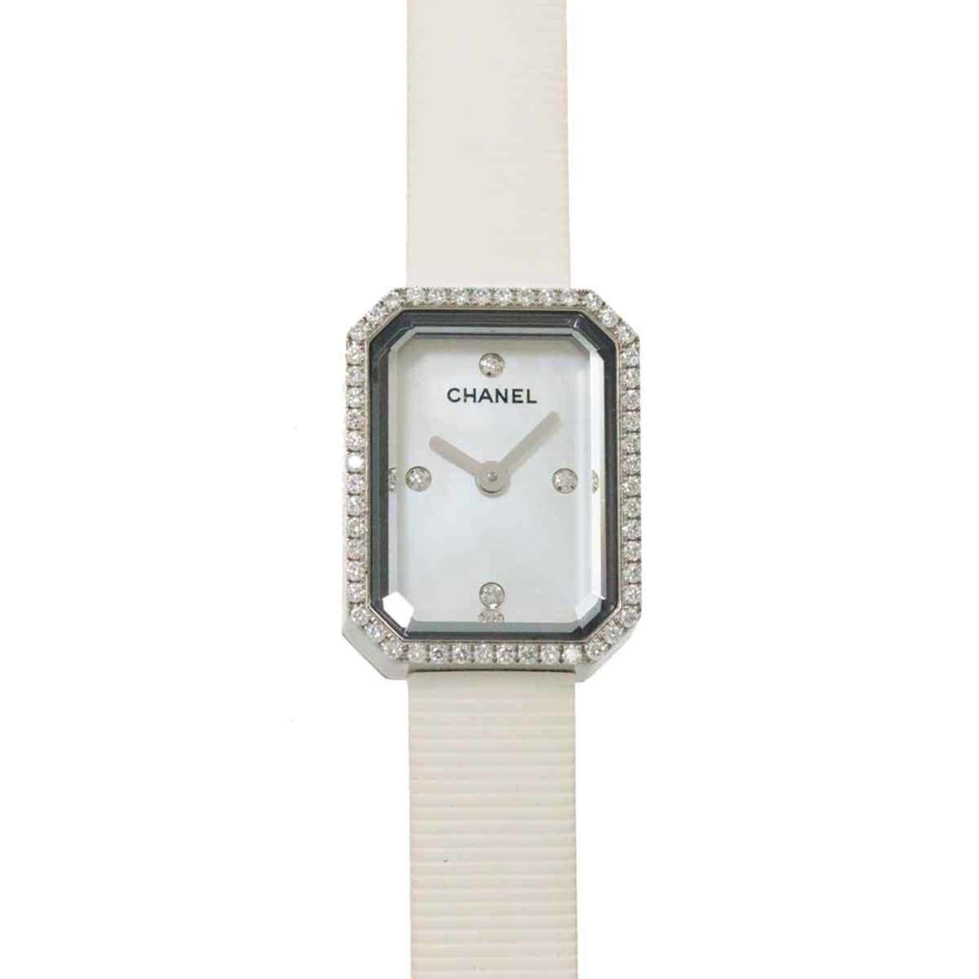 CHANEL Premiere H2433 Diamond Bezel Ladies Watch 4P White Shell Rubber Quartz