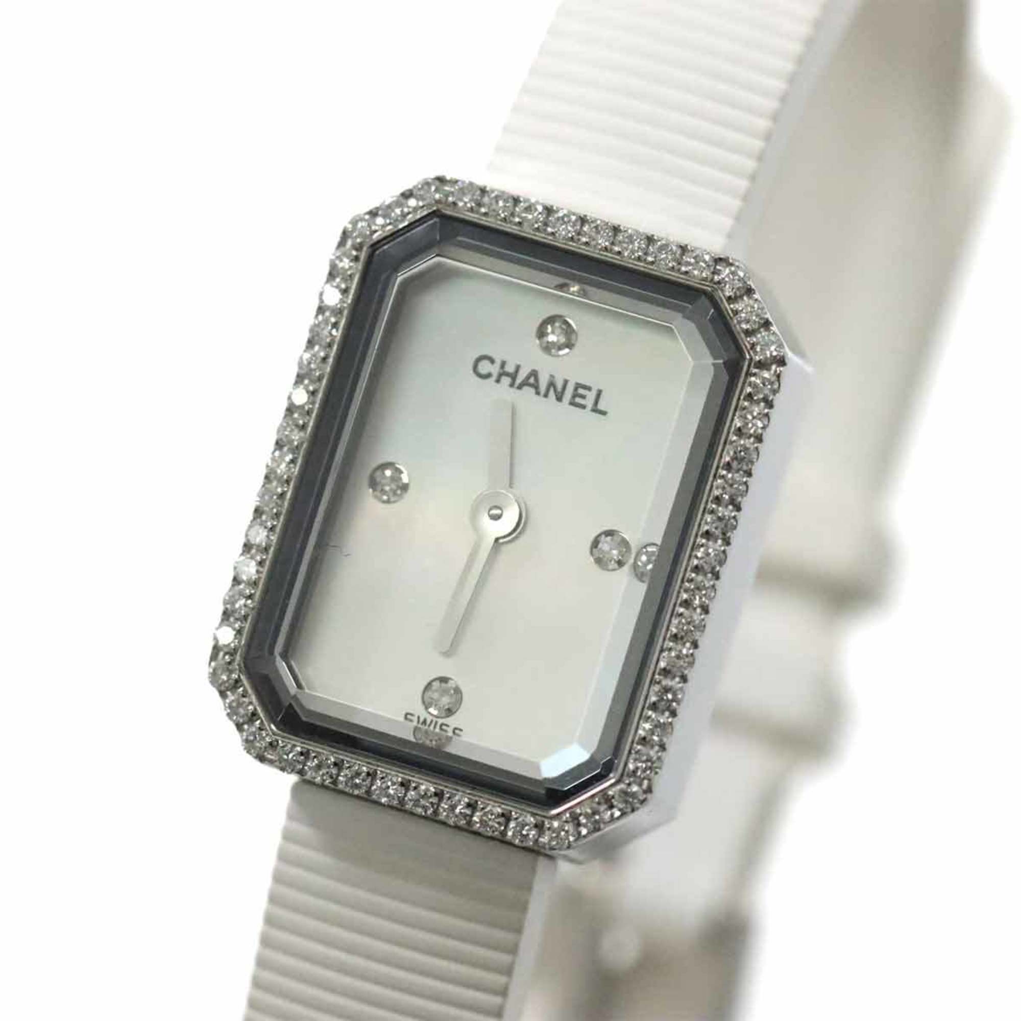 CHANEL Premiere H2433 Diamond Bezel Ladies Watch 4P White Shell Rubber Quartz