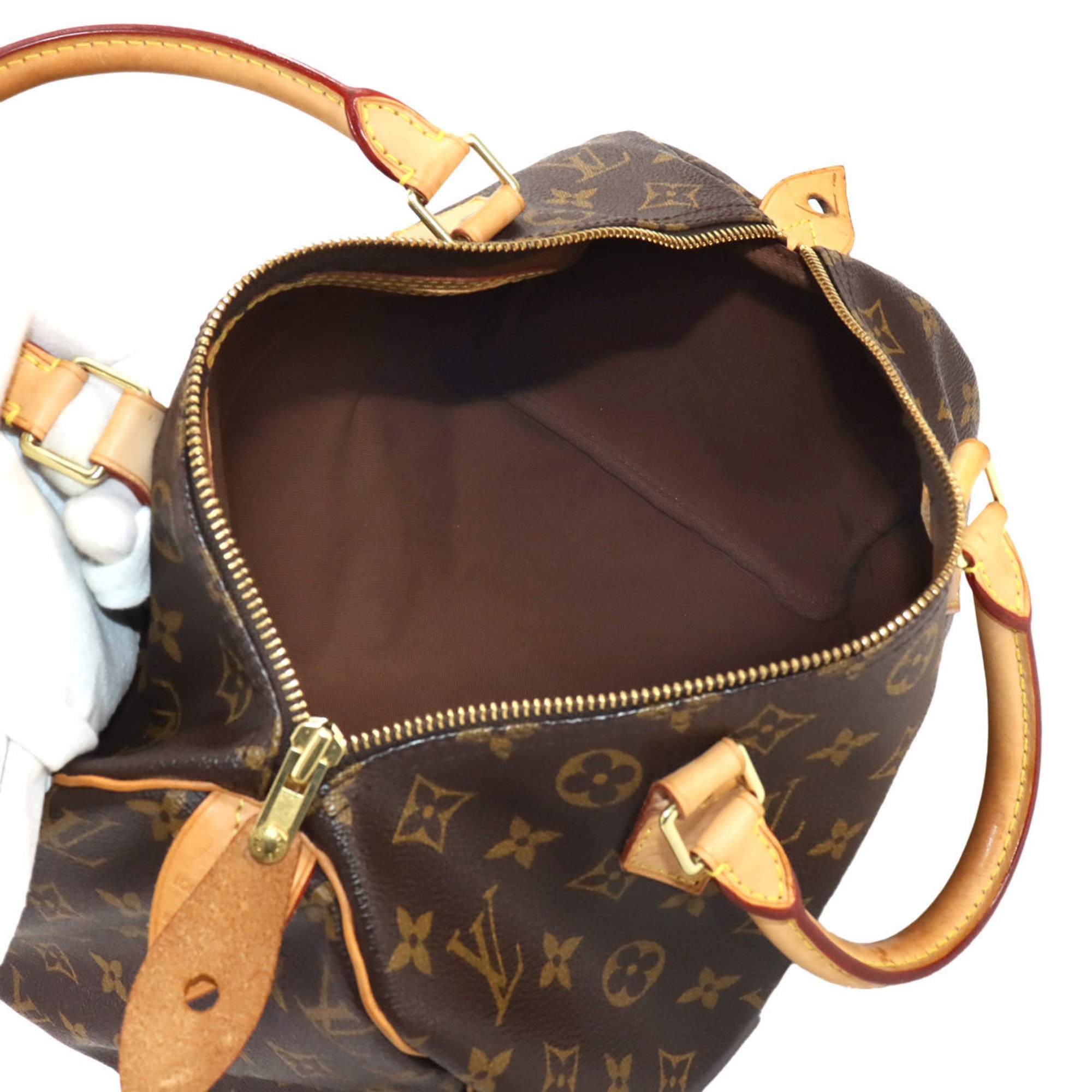 Louis Vuitton Monogram Speedy 30 Hand Bag Brown M41526 Gold Hardware