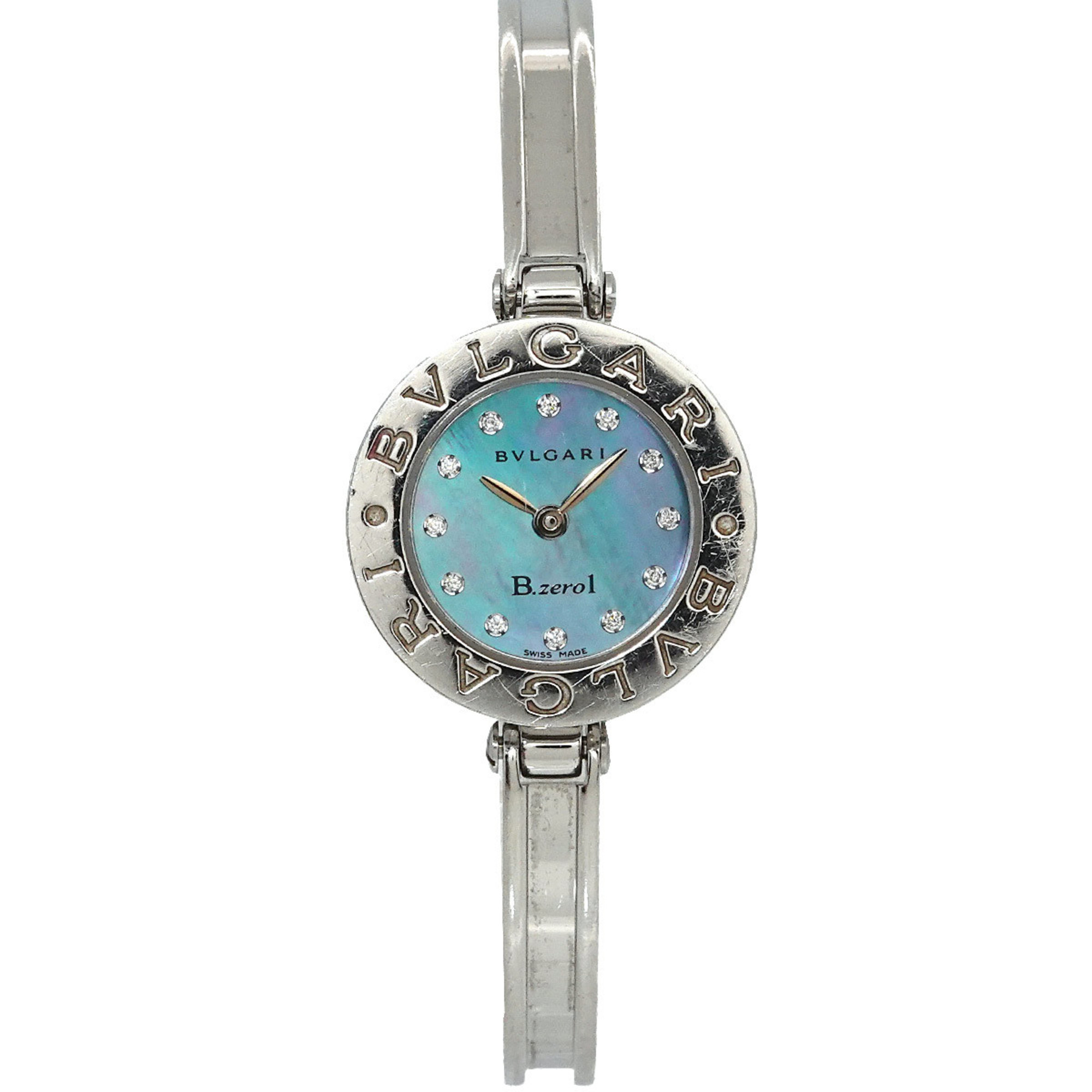 BVLGARI B-Zero1 BZ22S Bangle Watch Women's 12P Diamond Blue Shell Quartz