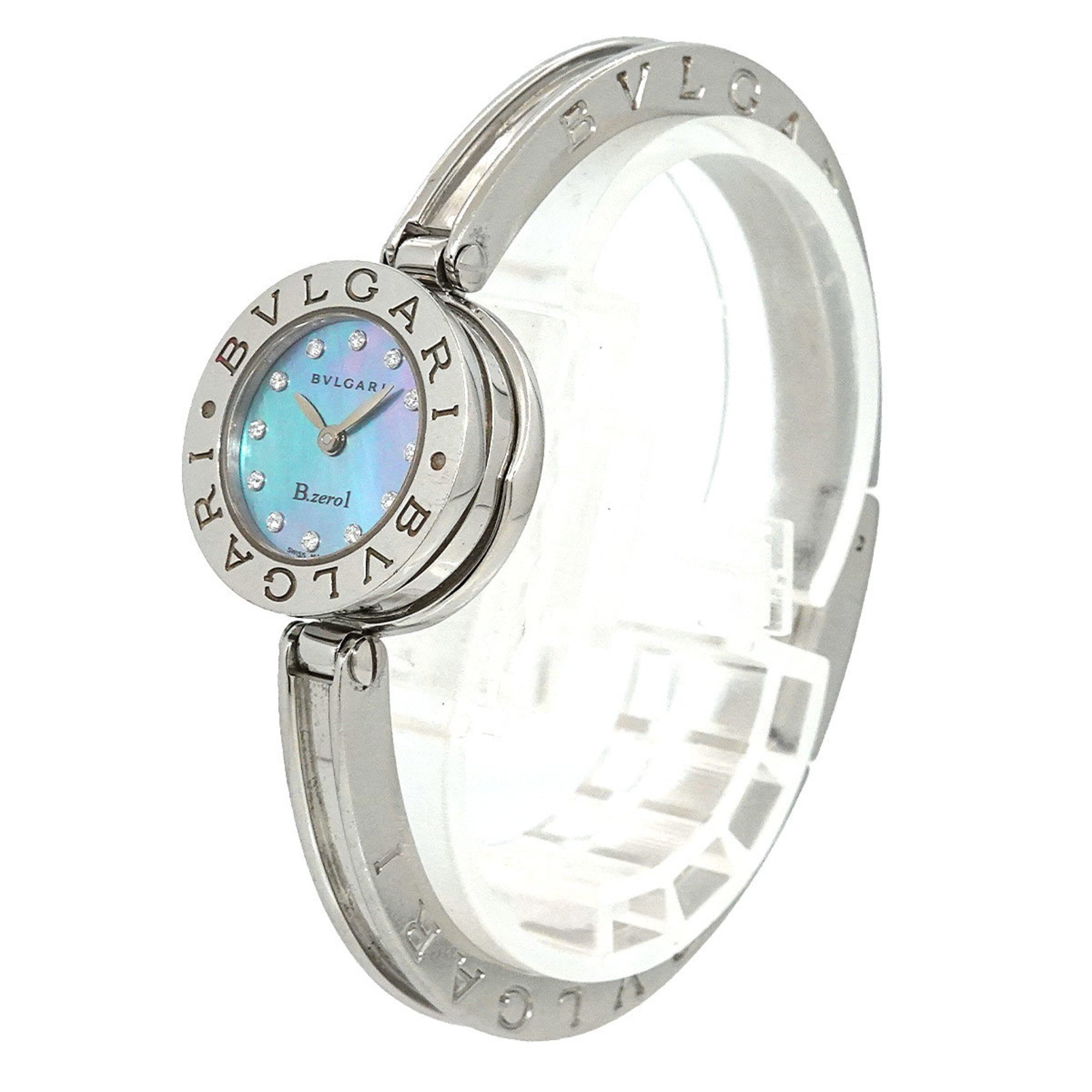 BVLGARI B-Zero1 BZ22S Bangle Watch Women's 12P Diamond Blue Shell Quartz