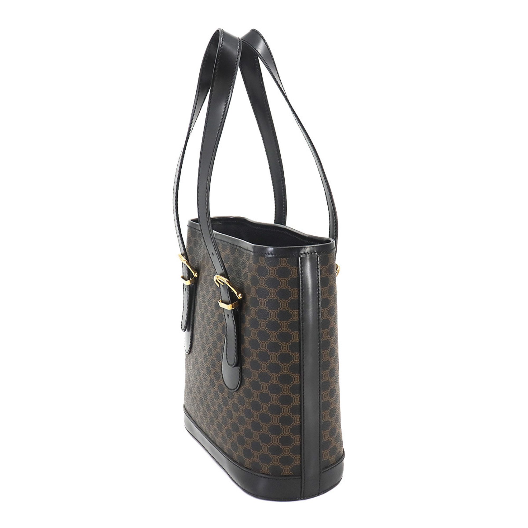 CELINE Macadam Tote Bag in black, brown leather and gold hardware