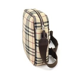 Burberry Nova Check Shoulder Bag Canvas Leather Beige Brown Silver Hardware