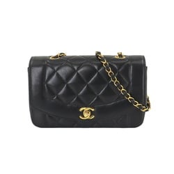 CHANEL Diana Matelasse 22 Chain Shoulder Bag Leather Black A01164