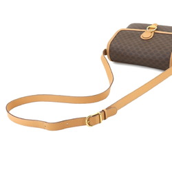 CELINE Macadam Shoulder Bag Leather Brown Gold Hardware