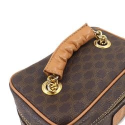 CELINE Macadam Vanity Hand Bag Leather Brown Gold Hardware