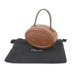 CELINE Oval Minaudiere Cuir Triomphe Hand Bag Leather Tan 198613