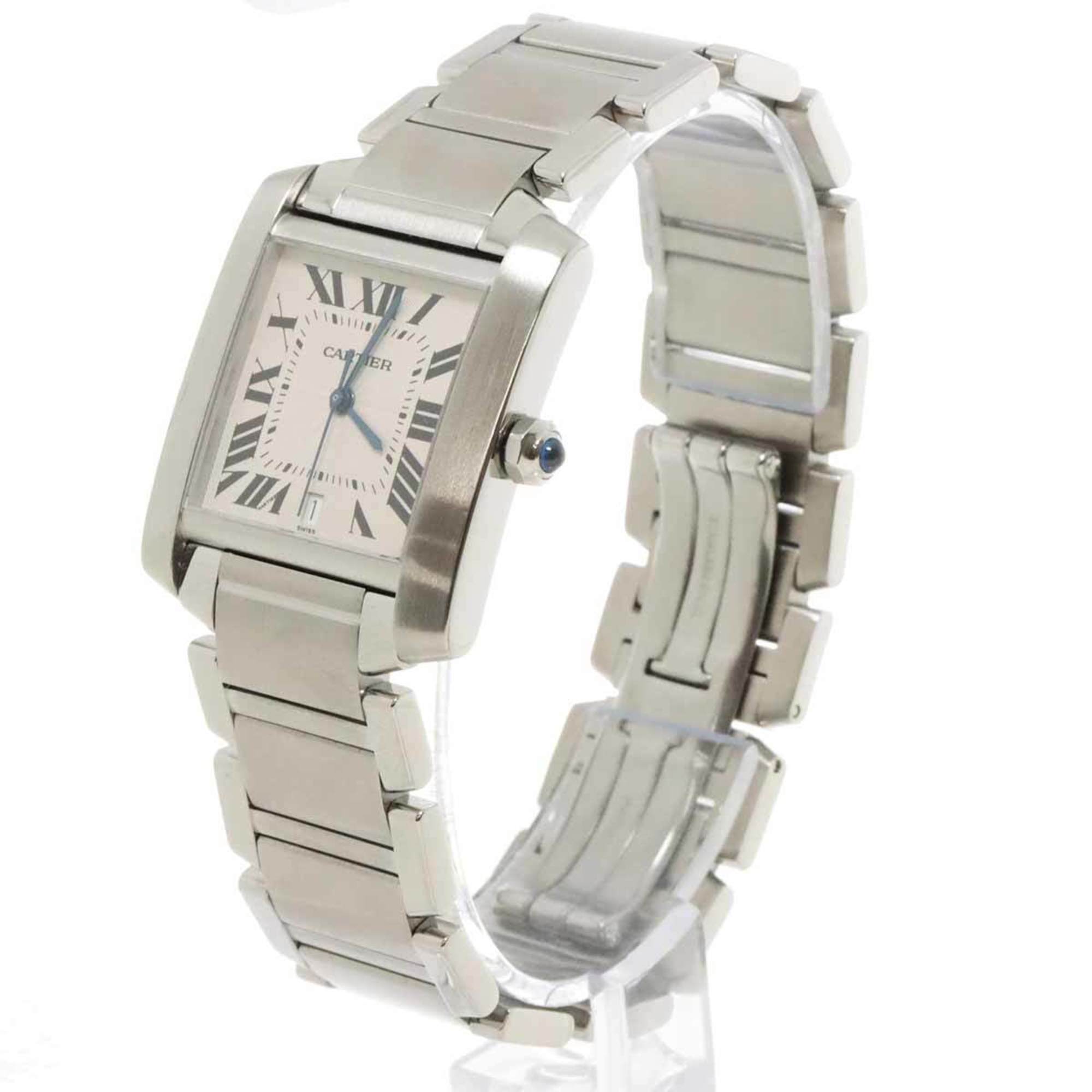 Cartier Tank Francaise LM W51002Q3 Men's Watch Silver Automatic