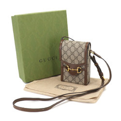 GUCCI Horsebit 1955 Shoulder Bag GG Supreme Leather Beige Brown 625615 Gold Hardware Mini