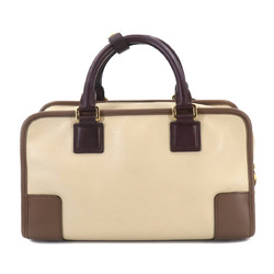 LOEWE Amazona 28 Hand Bag Leather Beige Brown Bordeaux Gold Hardware