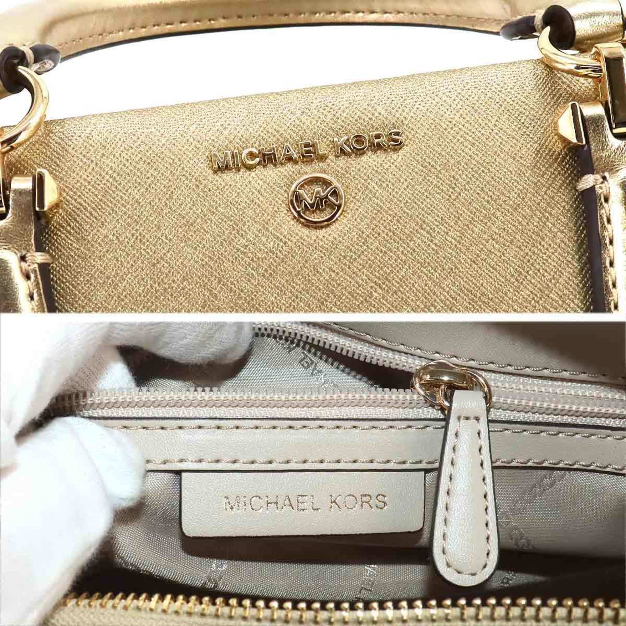 MICHAEL KORS Marilyn Crossbody Small 2way Hand Shoulder Bag Leather Pale Gold Hardware