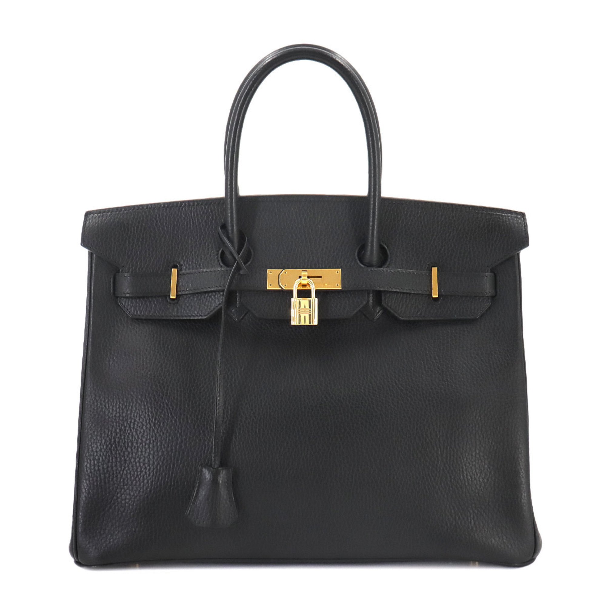 Hermes Birkin 35 Hand Bag Ardennes Black □B Stamp Gold Hardware