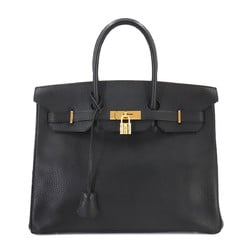 Hermes Birkin 35 Hand Bag Ardennes Black □B Stamp Gold Hardware