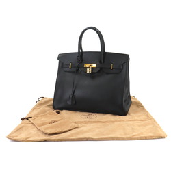 Hermes Birkin 35 Hand Bag Ardennes Black □B Stamp Gold Hardware