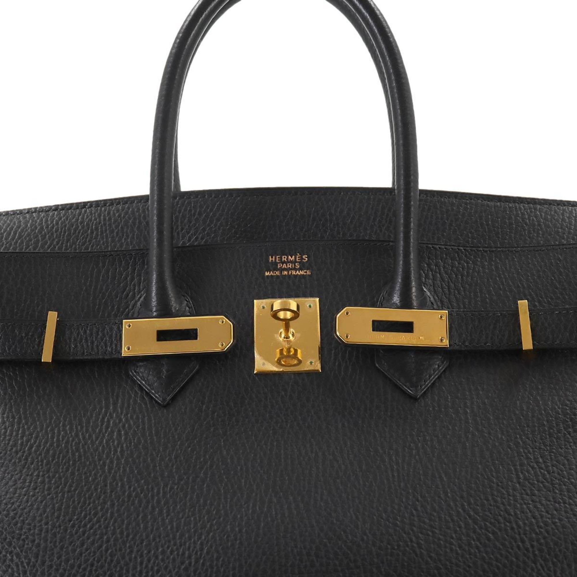 Hermes Birkin 35 Hand Bag Ardennes Black □B Stamp Gold Hardware