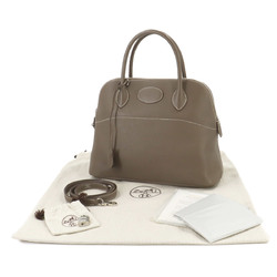 Hermes Bolide 31 2way hand shoulder bag, Taurillon Clemence Etoupe, C stamp, silver hardware,