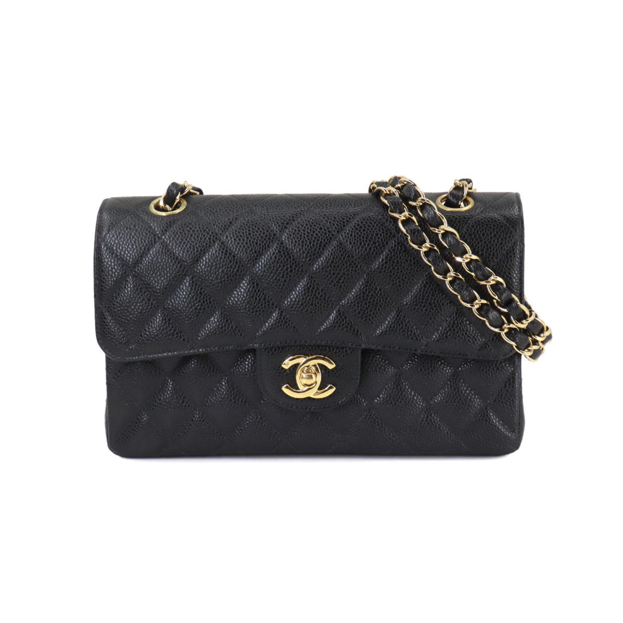 CHANEL Matelasse 23 Chain Shoulder Bag Caviar Skin Leather Black A01113 Gold Hardware