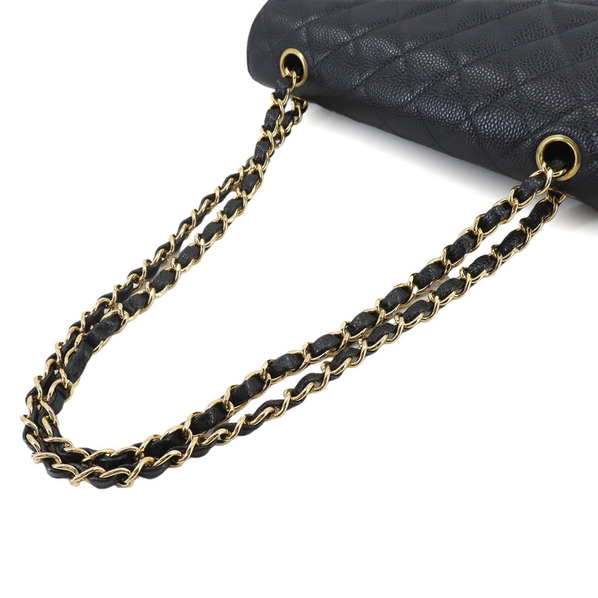 CHANEL Matelasse 23 Chain Shoulder Bag Caviar Skin Leather Black A01113 Gold Hardware