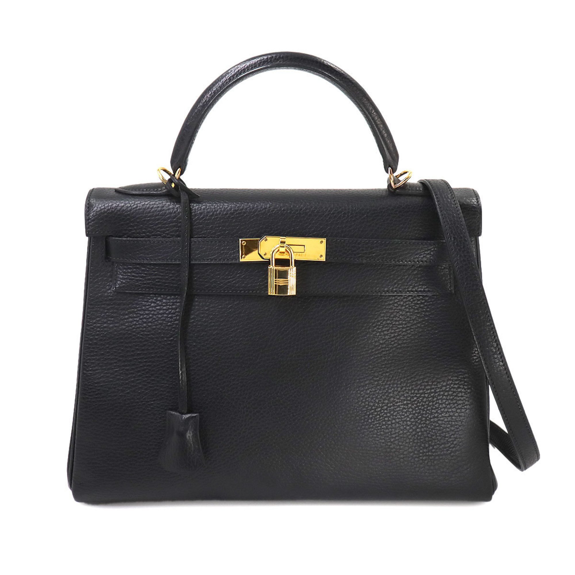 Hermes Kelly 32 2way Hand Shoulder Bag Ardennes Black G Stamped Inner Stitching Gold Hardware