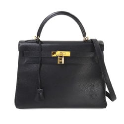 Hermes Kelly 32 2way Hand Shoulder Bag Ardennes Black G Stamped Inner Stitching Gold Hardware