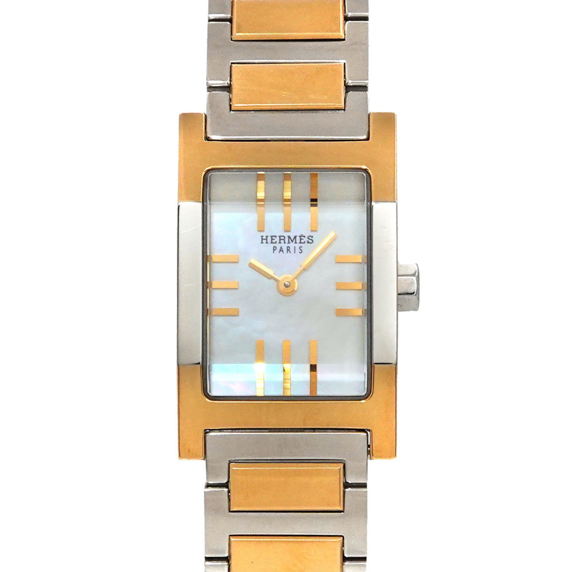 Hermes Tandem Combi TA1 220 Women's Watch White Shell Quartz