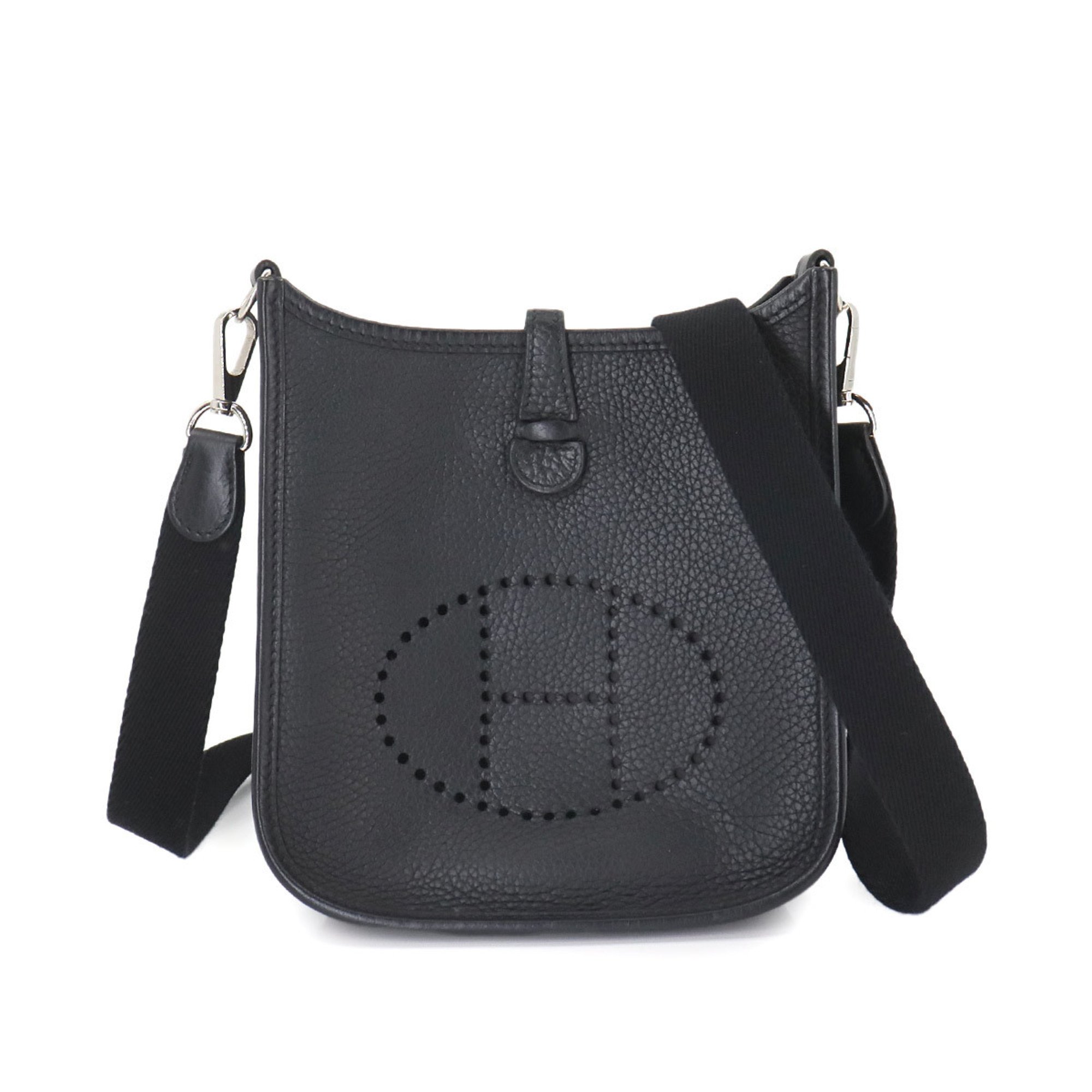 Hermes Evelyne TPM Amazon Shoulder Bag Taurillon Clemence Black Z Stamp Silver Hardware