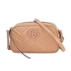 GUCCI GG Marmont Small Shoulder Bag Leather Beige 447632 Metal Fittings