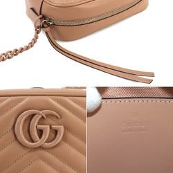 GUCCI GG Marmont Small Shoulder Bag Leather Beige 447632 Metal Fittings