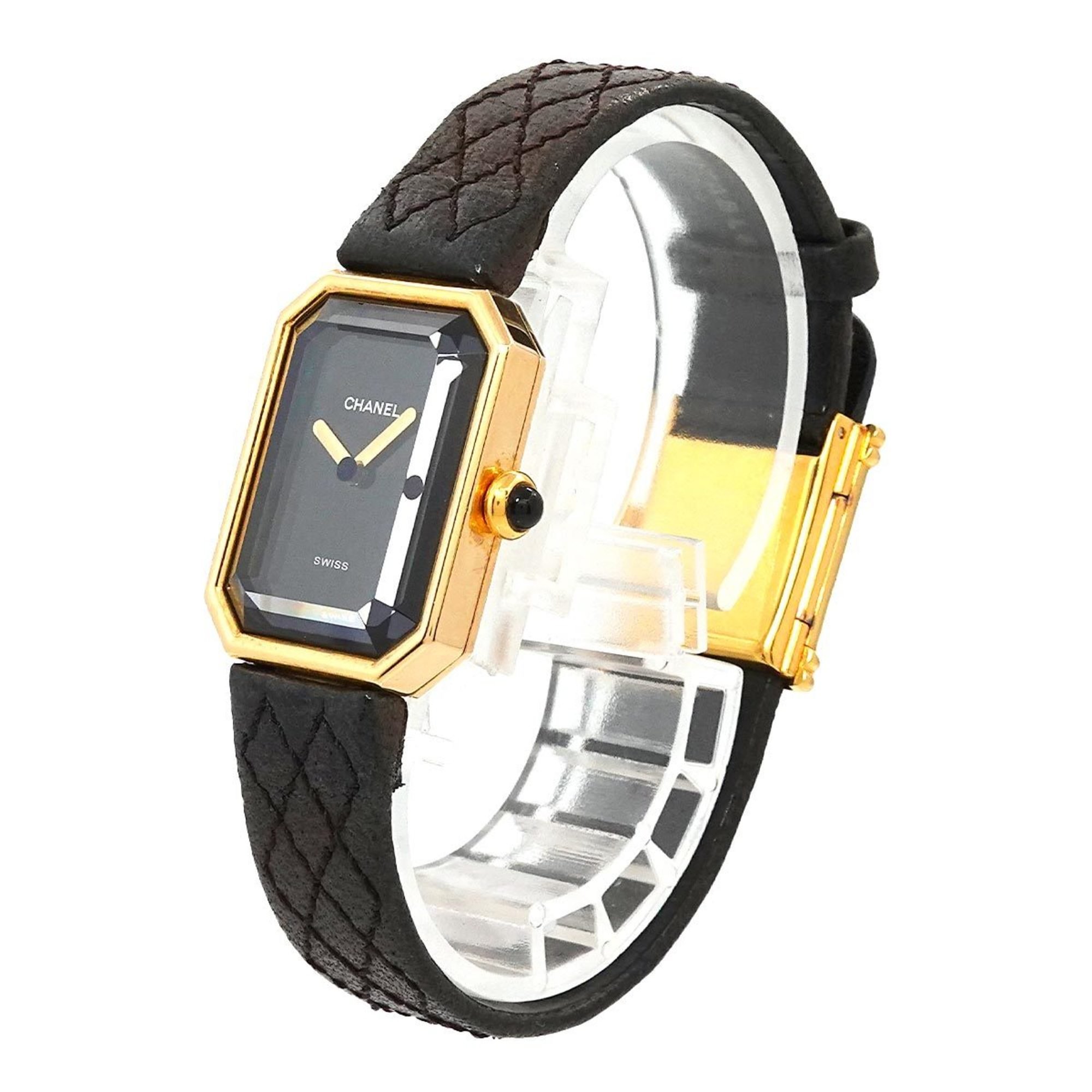 CHANEL Premiere H0090 Ladies Watch Black K18YG Yellow Gold Quartz