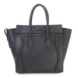 CELINE Luggage Micro Shopper Hand Bag Leather Black 189793