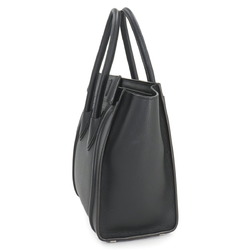 CELINE Luggage Micro Shopper Hand Bag Leather Black 189793