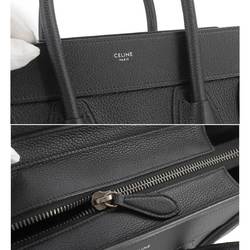 CELINE Luggage Micro Shopper Hand Bag Leather Black 189793