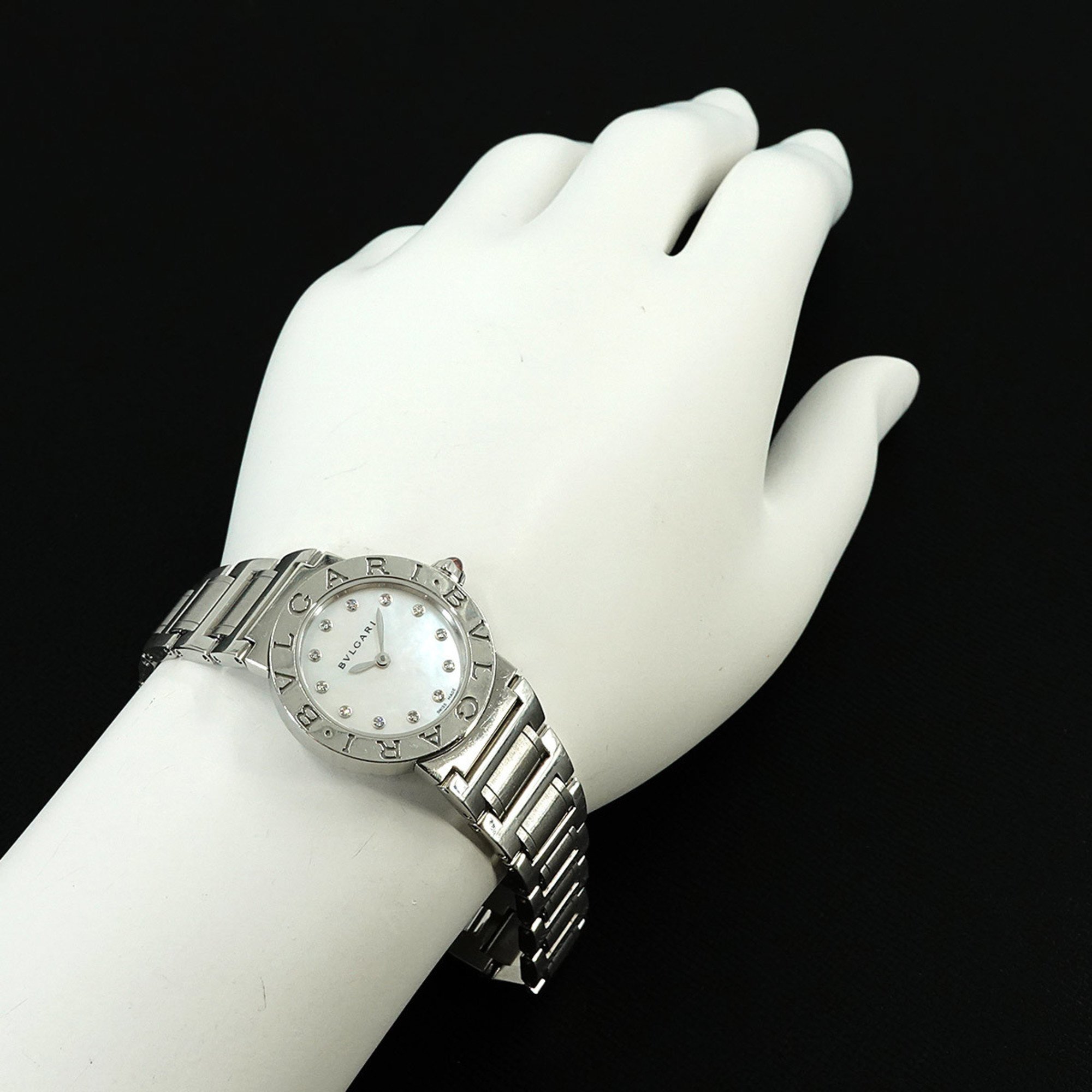 BVLGARI BBL26S Ladies Watch 12P Diamond White Shell Quartz