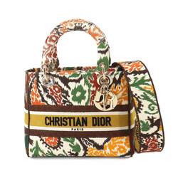 Christian Dior Lady D-Lite Medium 2-way Hand Shoulder Bag Cotton Multicolor LADY D-LITE