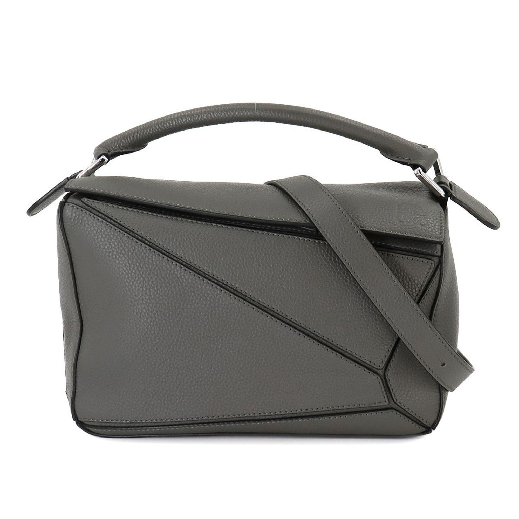 LOEWE Puzzle Bag Small 2way Hand Shoulder Leather Grey