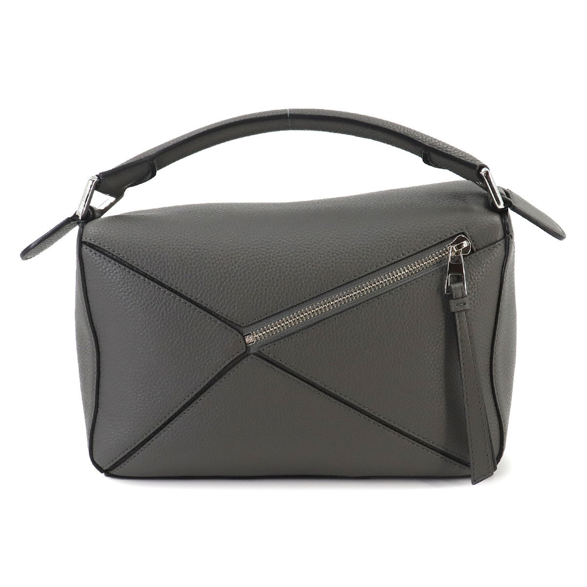 LOEWE Puzzle Bag Small 2way Hand Shoulder Leather Grey