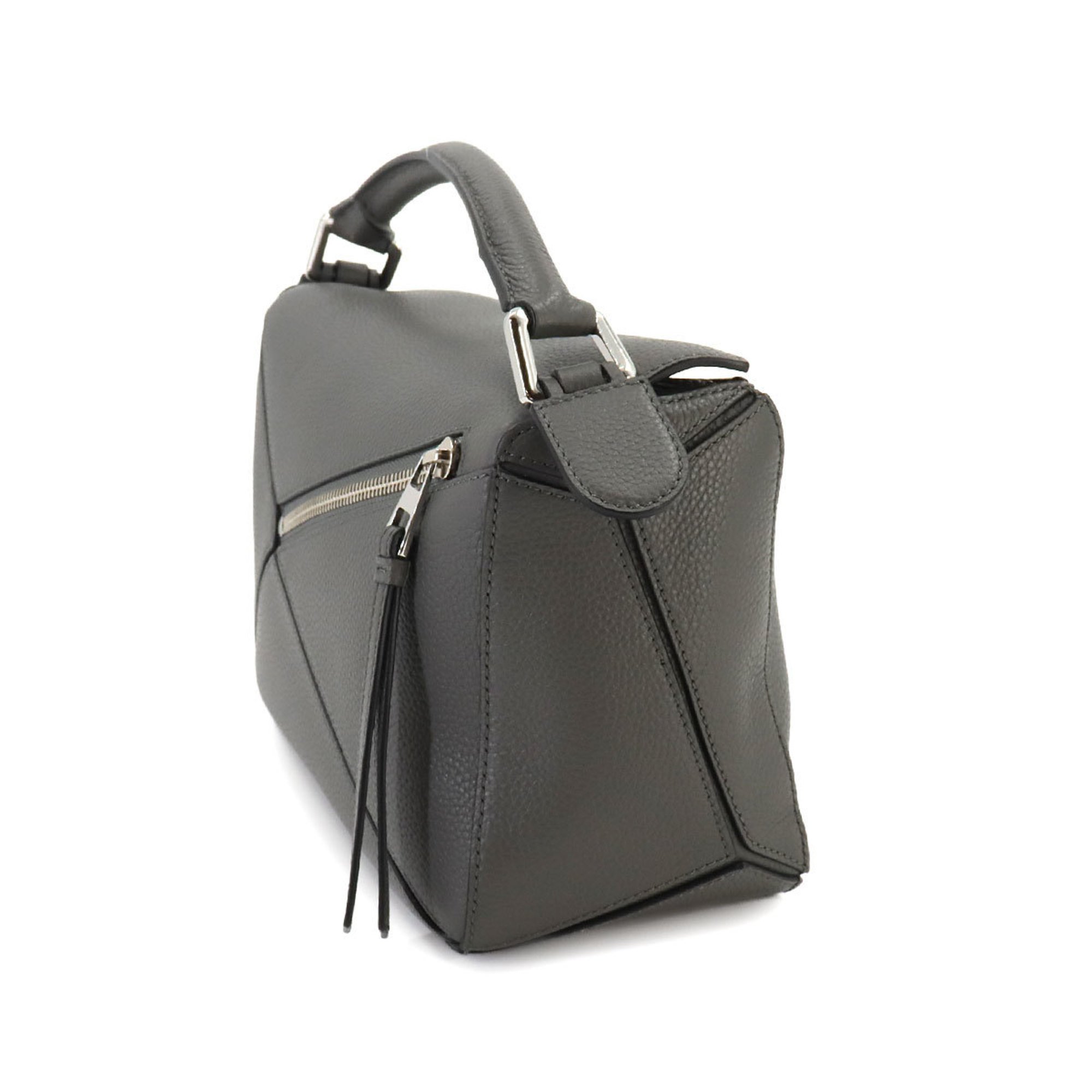 LOEWE Puzzle Bag Small 2way Hand Shoulder Leather Grey