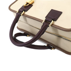 LOEWE Amazona 28 Hand Bag Leather Beige Brown Bordeaux Gold Hardware