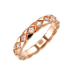 CHANEL Coco Crush #49 Ring Full Diamond K18 PG Pink Gold 750 Matelasse