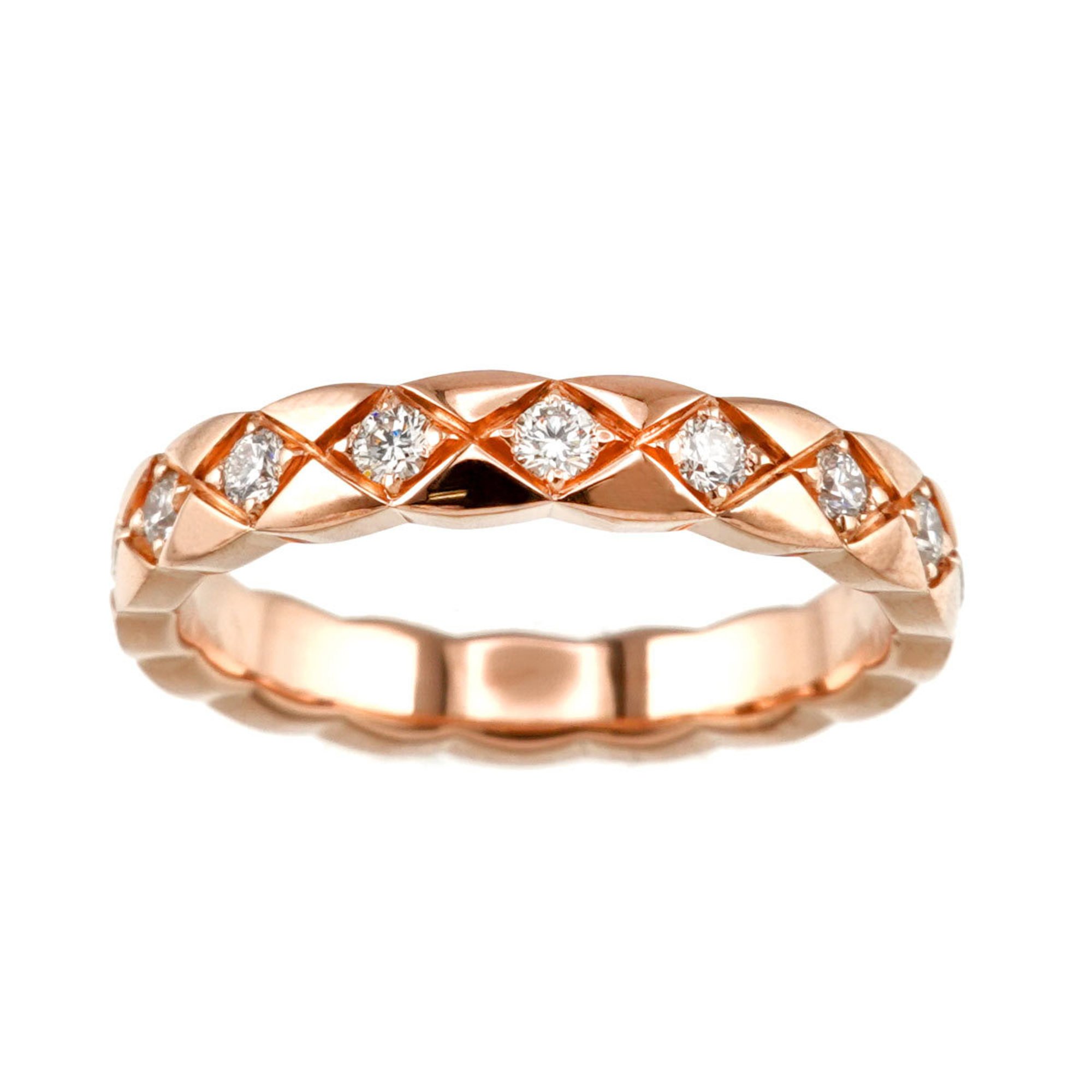 CHANEL Coco Crush #49 Ring Full Diamond K18 PG Pink Gold 750 Matelasse