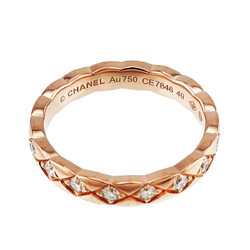 CHANEL Coco Crush #49 Ring Full Diamond K18 PG Pink Gold 750 Matelasse