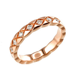 CHANEL Coco Crush #49 Ring Full Diamond K18 PG Pink Gold 750 Matelasse