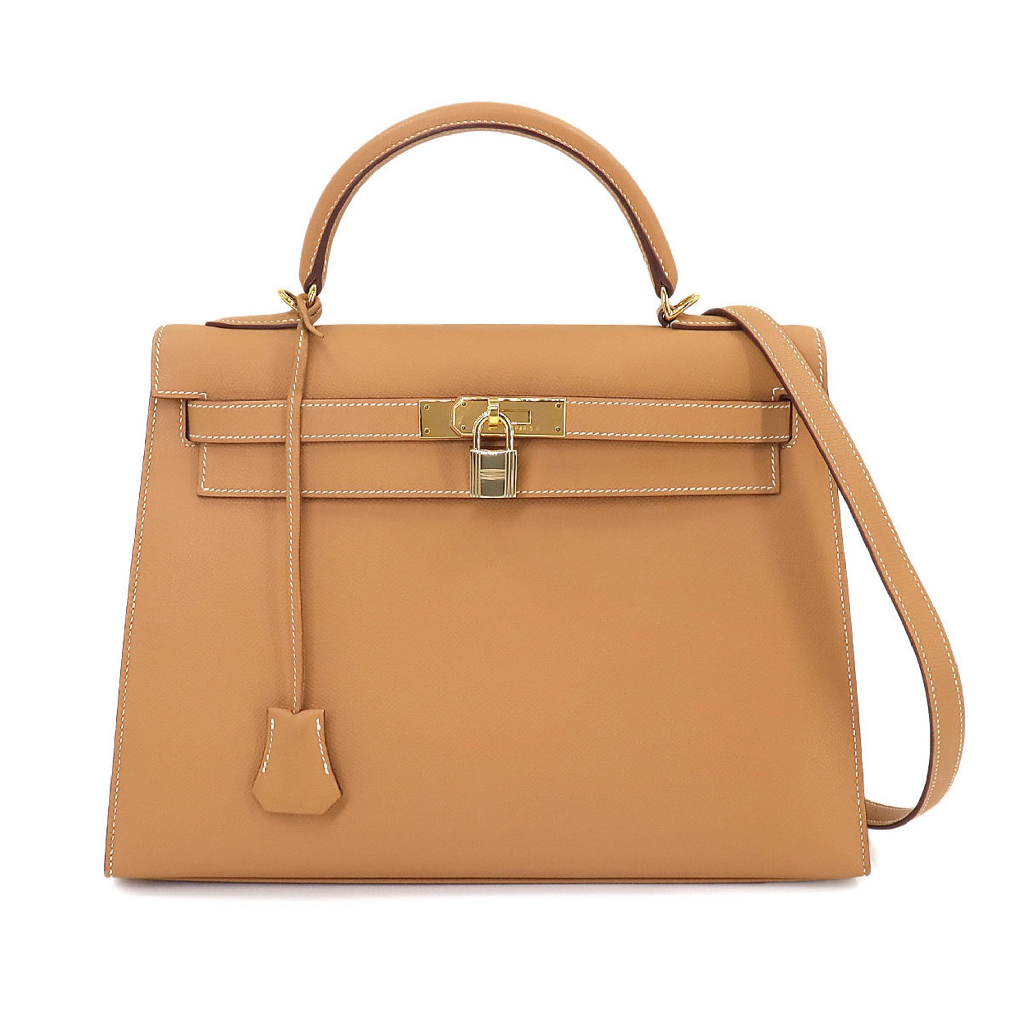 Hermes Kelly 32 2way hand shoulder bag, Epson natural, outside stitching, H stamp, gold hardware,