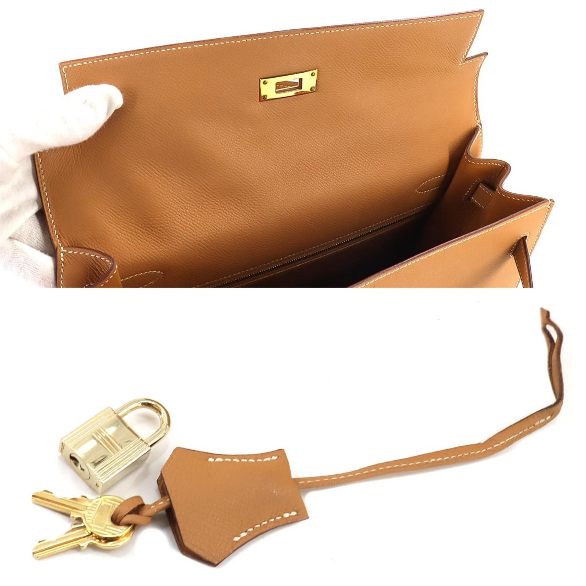 Hermes Kelly 32 2way hand shoulder bag, Epson natural, outside stitching, H stamp, gold hardware,