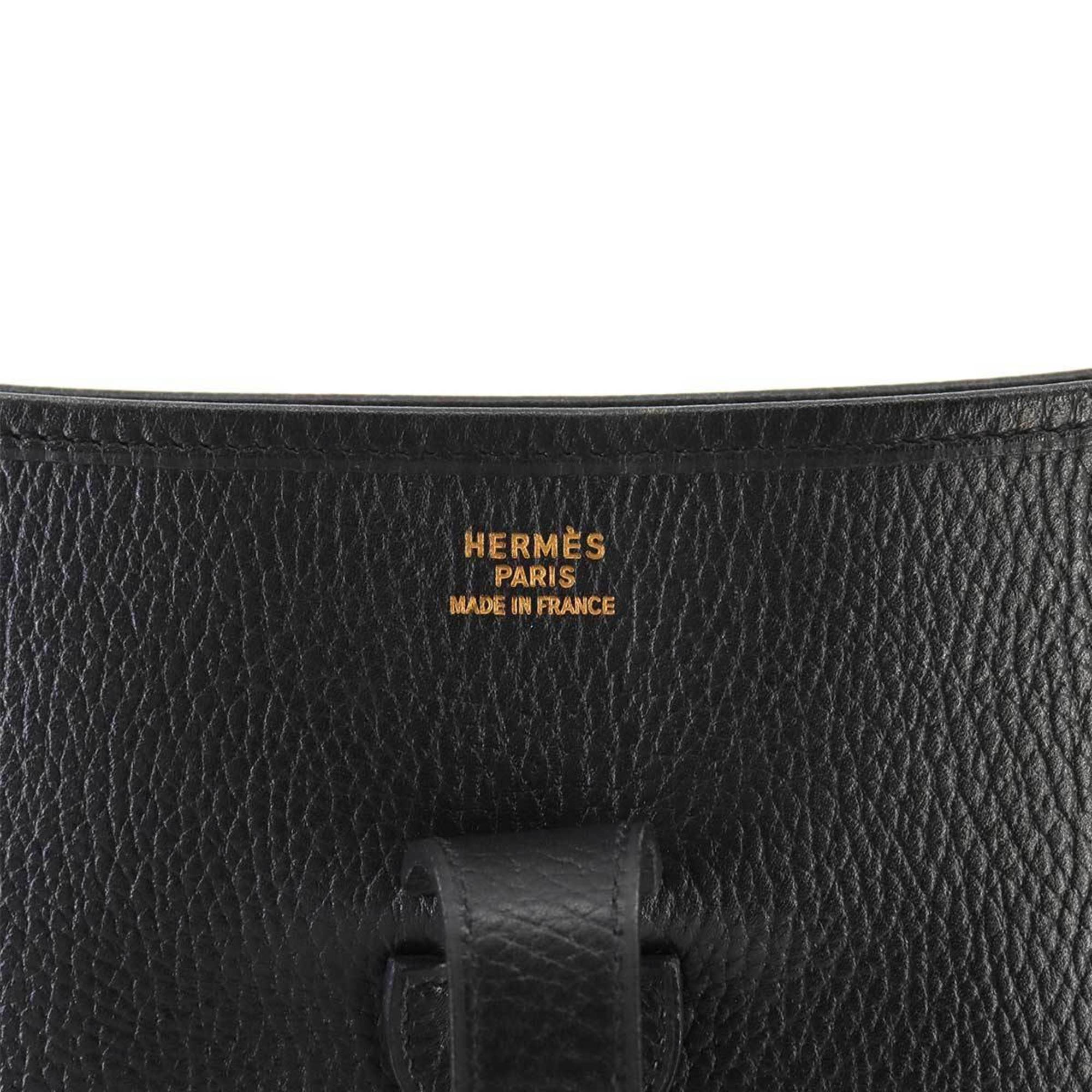 Hermes Evelyne GM Shoulder Bag Ardennes Black A Stamp Gold Hardware