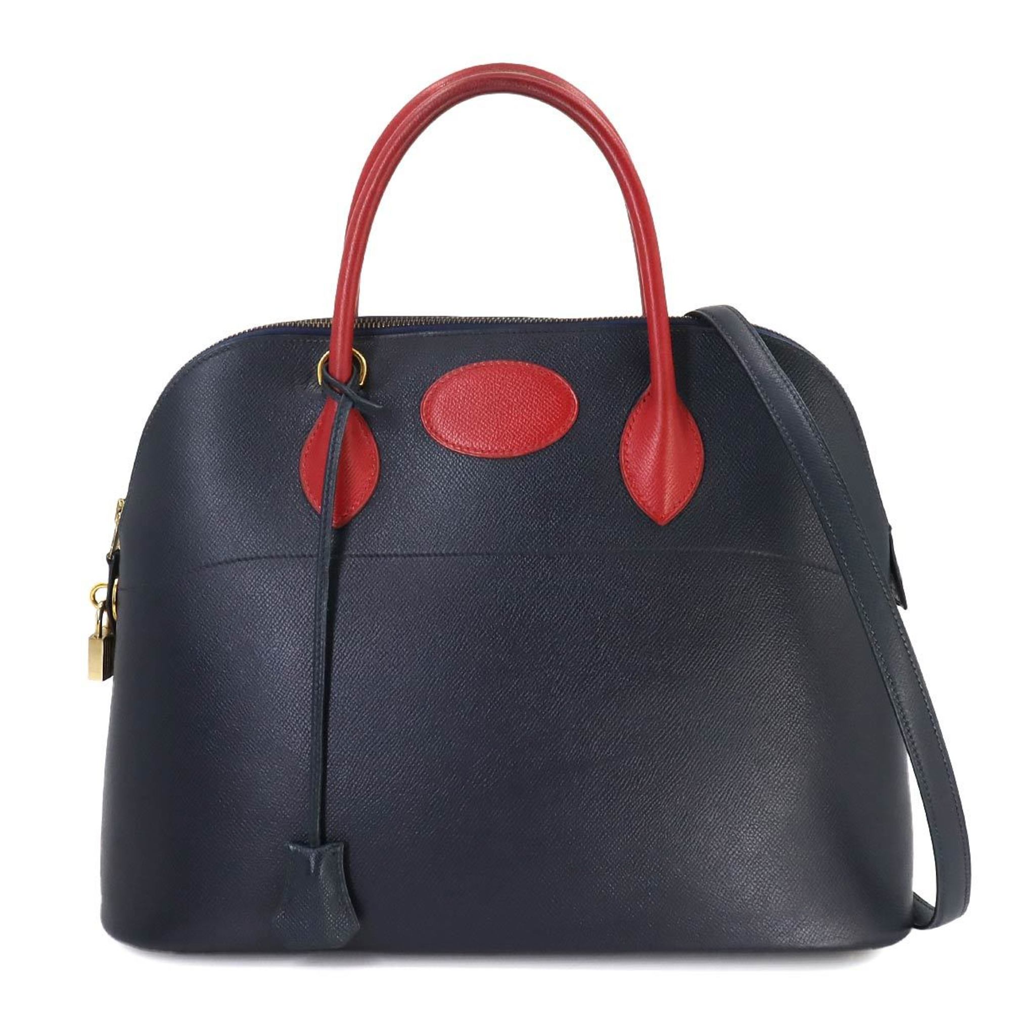 Hermes Bolide 35 2way hand shoulder bag, Cushvel Epsom, bicolor, navy, red, gold hardware