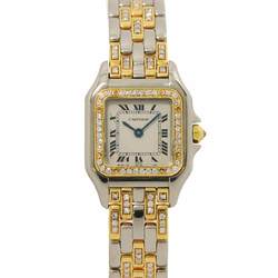 Cartier Panthere SM Combi WF3051FH Ladies' Watch Diamond Bezel Bracelet Ivory K18YG Yellow Gold Quartz