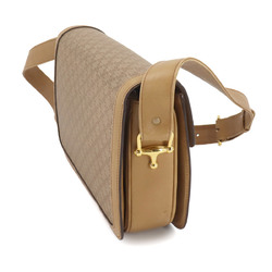 CELINE Macadam Shoulder Bag Leather Beige Gold Hardware